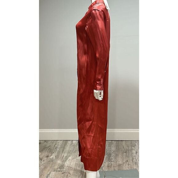 Loulou Studio Long Satin Shirtdress Size XS - Picture 8 of 12